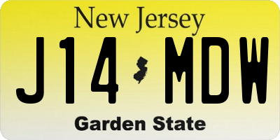 NJ license plate J14MDW