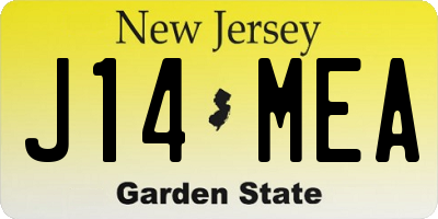 NJ license plate J14MEA