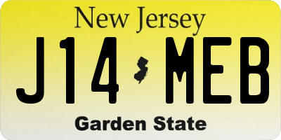 NJ license plate J14MEB