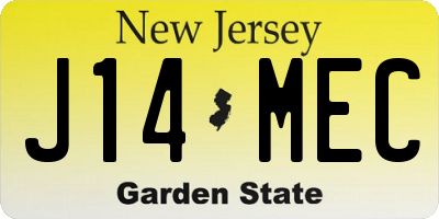 NJ license plate J14MEC