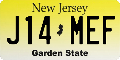 NJ license plate J14MEF