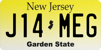 NJ license plate J14MEG