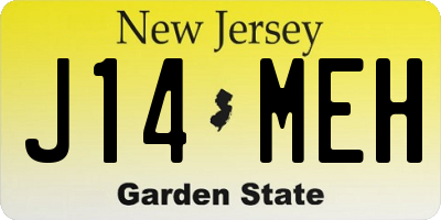NJ license plate J14MEH