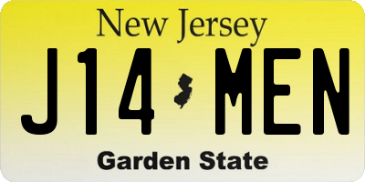 NJ license plate J14MEN