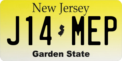 NJ license plate J14MEP