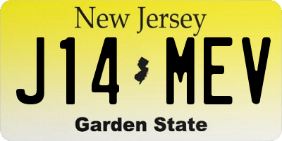 NJ license plate J14MEV