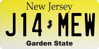 NJ license plate J14MEW