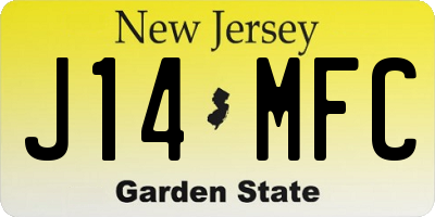 NJ license plate J14MFC