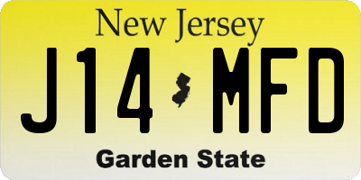 NJ license plate J14MFD