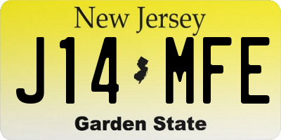 NJ license plate J14MFE