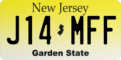 NJ license plate J14MFF