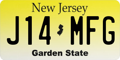 NJ license plate J14MFG