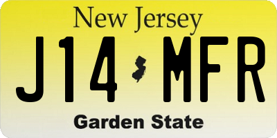 NJ license plate J14MFR