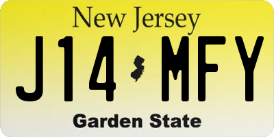 NJ license plate J14MFY
