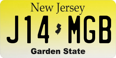 NJ license plate J14MGB