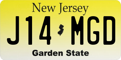 NJ license plate J14MGD