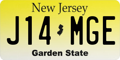 NJ license plate J14MGE