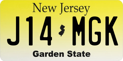 NJ license plate J14MGK