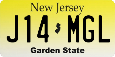 NJ license plate J14MGL