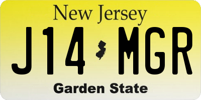 NJ license plate J14MGR