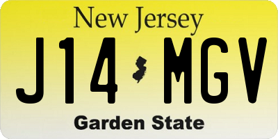 NJ license plate J14MGV
