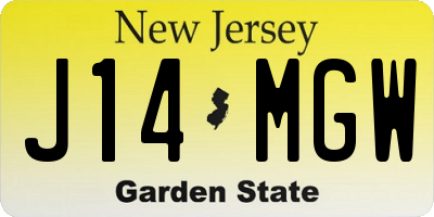 NJ license plate J14MGW