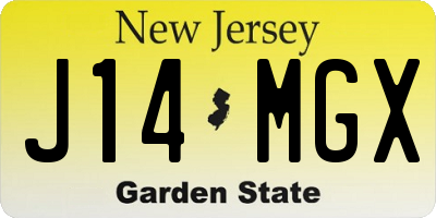 NJ license plate J14MGX
