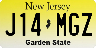 NJ license plate J14MGZ