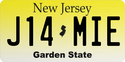 NJ license plate J14MIE
