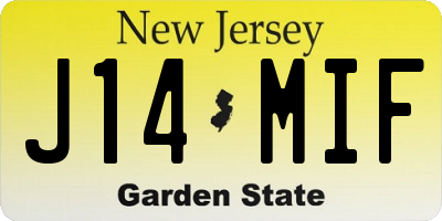 NJ license plate J14MIF