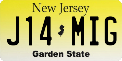 NJ license plate J14MIG