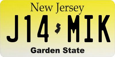 NJ license plate J14MIK