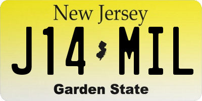 NJ license plate J14MIL