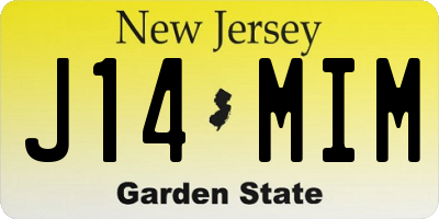 NJ license plate J14MIM