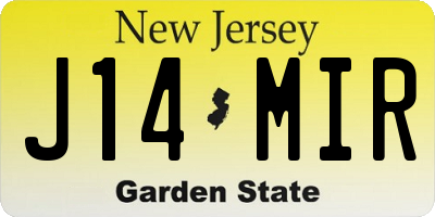 NJ license plate J14MIR