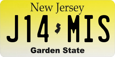 NJ license plate J14MIS