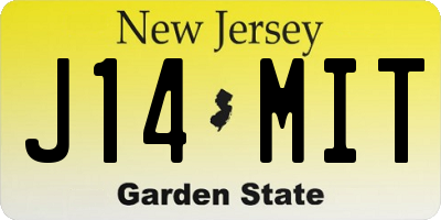 NJ license plate J14MIT
