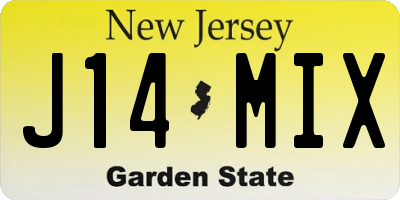 NJ license plate J14MIX