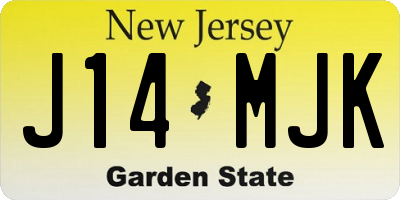 NJ license plate J14MJK