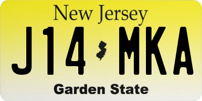 NJ license plate J14MKA