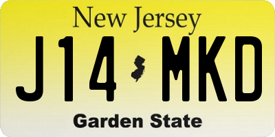 NJ license plate J14MKD