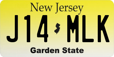 NJ license plate J14MLK