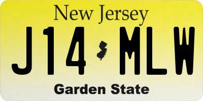 NJ license plate J14MLW