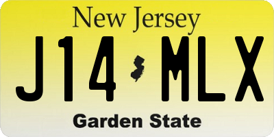 NJ license plate J14MLX