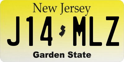 NJ license plate J14MLZ
