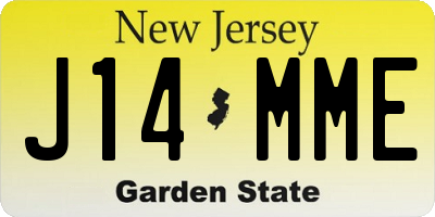 NJ license plate J14MME