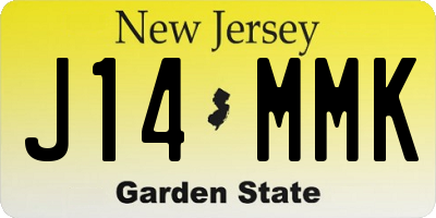 NJ license plate J14MMK