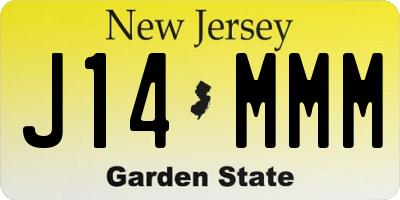 NJ license plate J14MMM