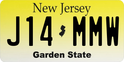 NJ license plate J14MMW