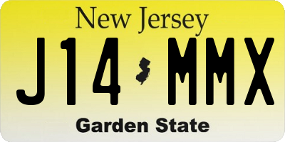 NJ license plate J14MMX